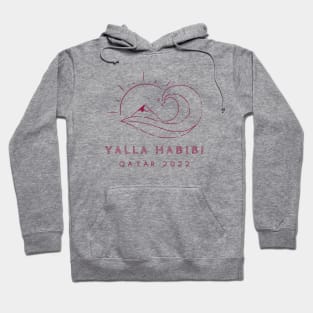 yalla habibi - Qatar 2022 - maroon - wave, sun, surf, mountain Hoodie